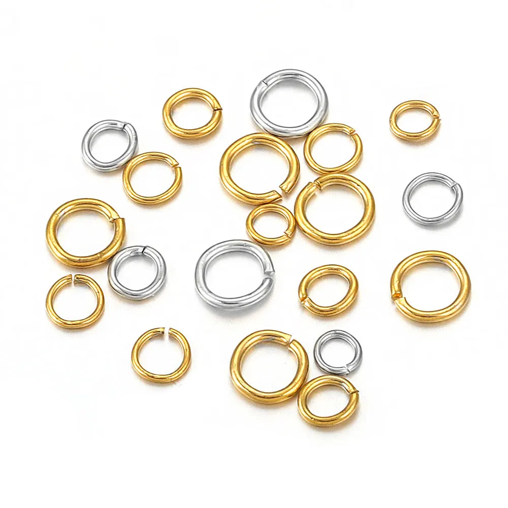 100-200pcs/lot 3/4/5/6/7/8/10mm Stainless Steel Gold Plated Jump Ring Connector for Diy Jewelry Making Accessories Wholesale