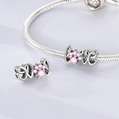 925 Sterling Silver Pink Charms Beads Butterfly Perfume Bottle Crown Heart Shaped Zircon Charms for Women Fine DIY Jewelry Gifts