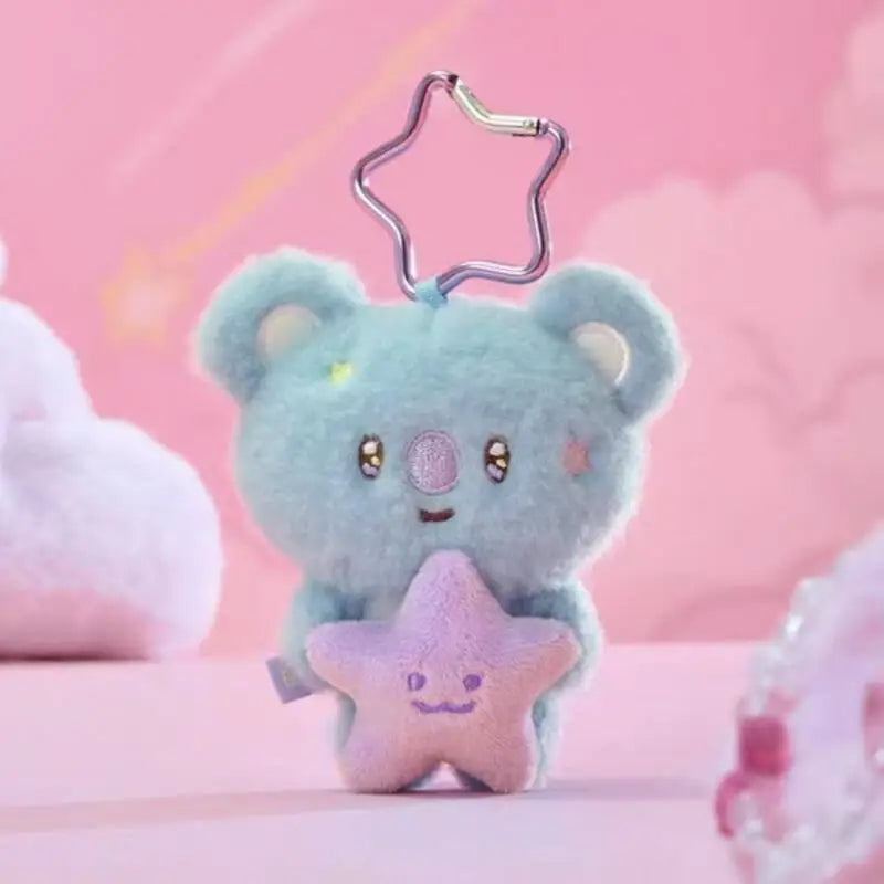 10Cm Anime Cartoon Bt21 Plush Toy Creative New Travel Series Tata Cooky Plush Doll Backpack Keychain Accessory Gift for Friends