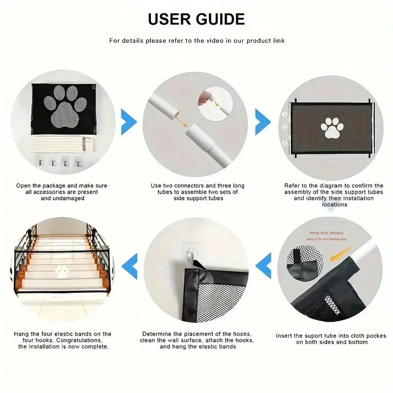 Pet Dog Barrier Fences Portable Folding Breathable Mesh Pet Safety Gate Isolated Networks Doorways Staircases Dog Fences