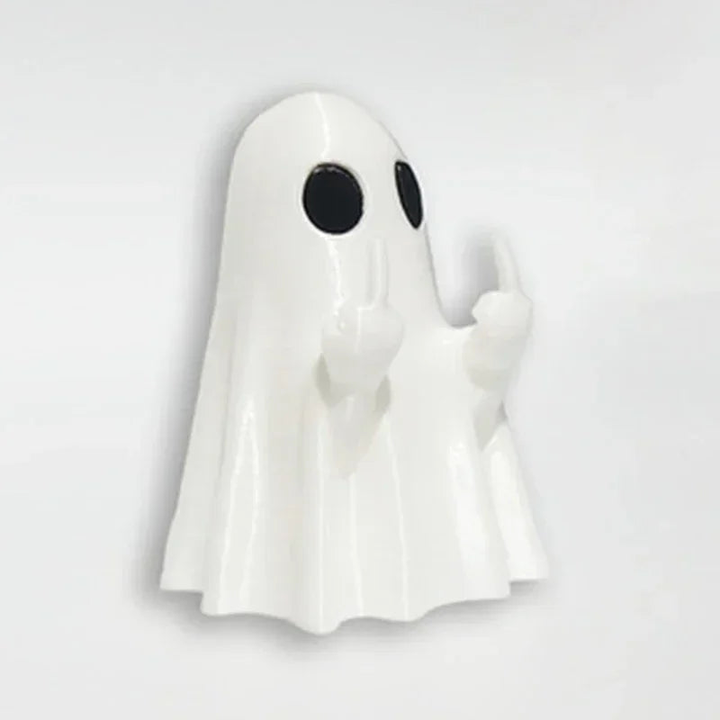 Car Decorate Luminous Middle Finger Cute Ghost Statue Small Scary Ghost Figurines Halloween Decoration Home Table Ornaments