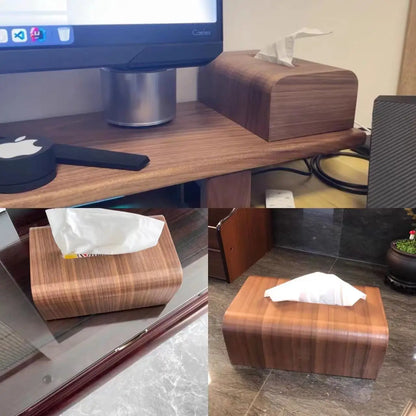Classic Tissue Box for Living Room, Walnut Wood, Paper Box, Table Desktop Storage, Luxury Wooden Tissue Case, Home Ornament