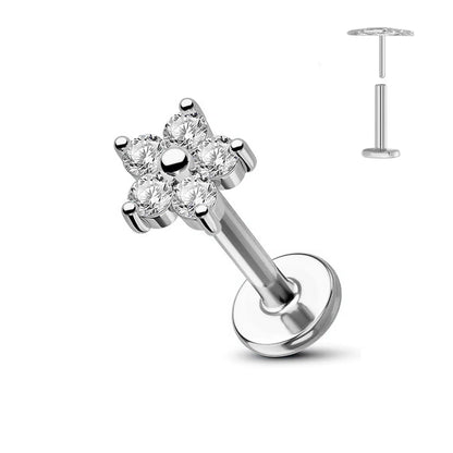 ASTM F136 G23 Titanium Flower Threadless Earring Piercing Petals Leaf Heart Butterfly Pin Daith Conch Push in Labret Stud
