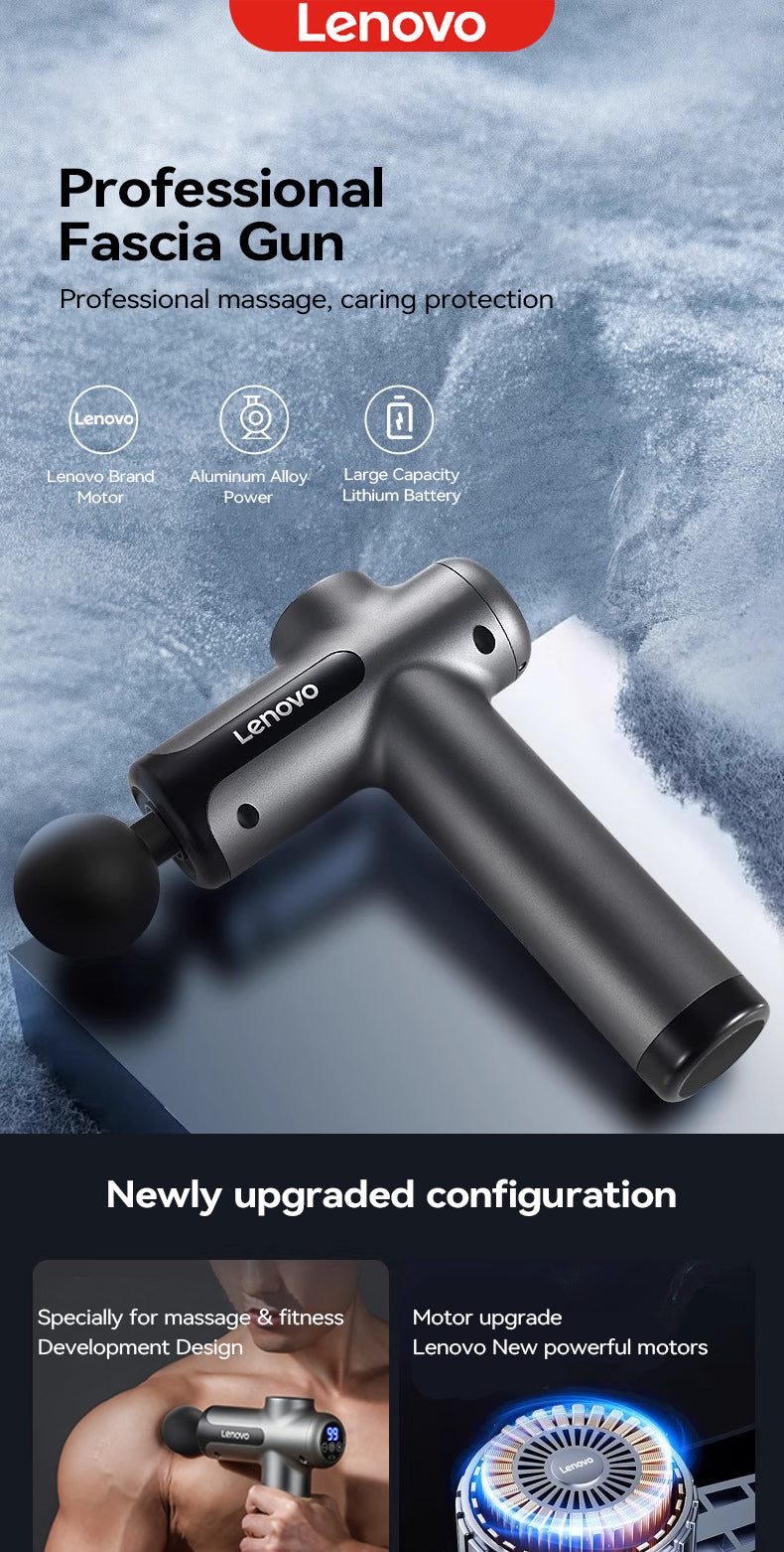 Lenovo Powerful Wireless Massager Gun 8 Massage HeadsRechargeable Shoulder Back Neck Waist Leg Electric Fascia Gun