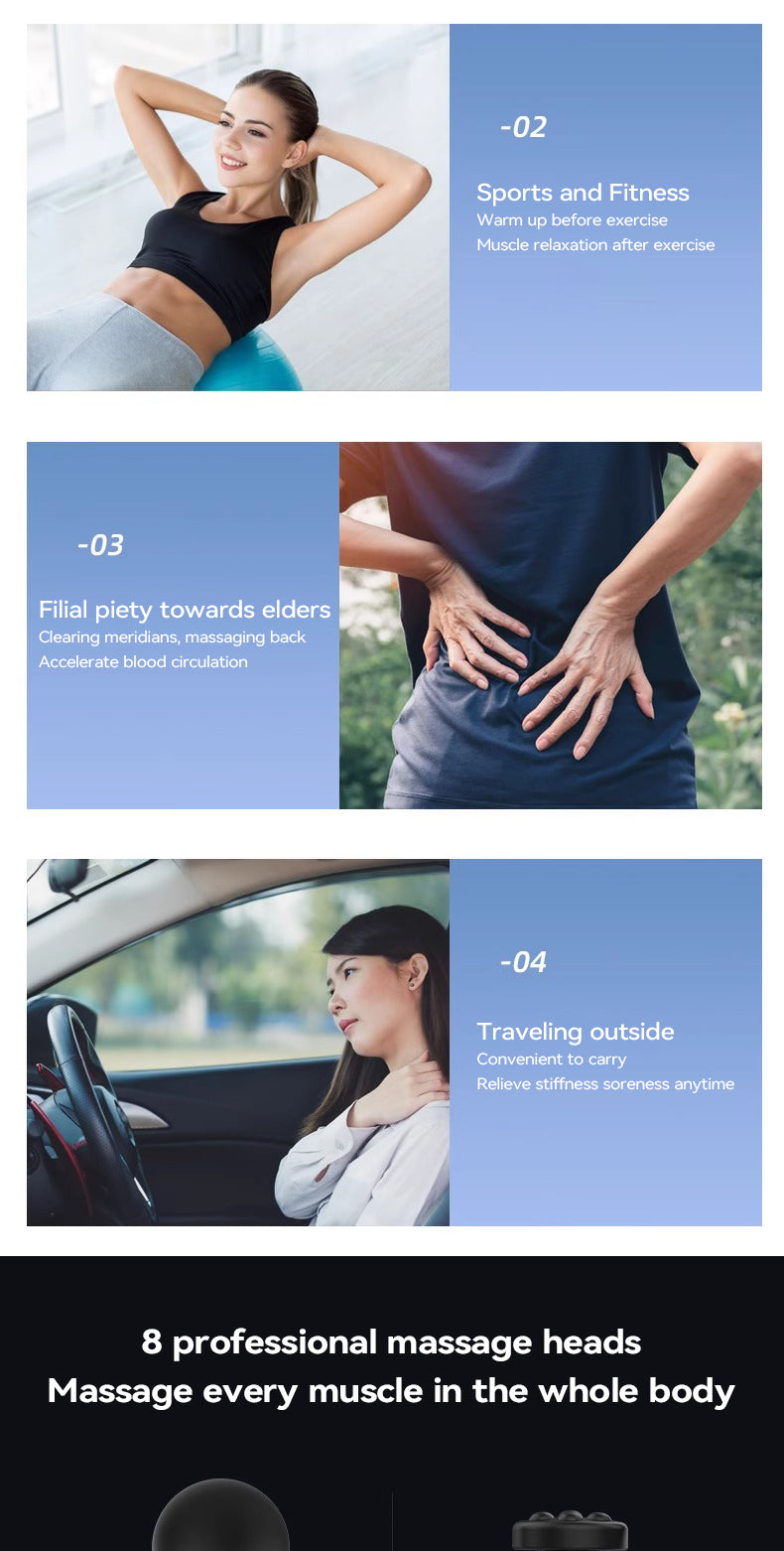 Lenovo Powerful Wireless Massager Gun 8 Massage HeadsRechargeable Shoulder Back Neck Waist Leg Electric Fascia Gun