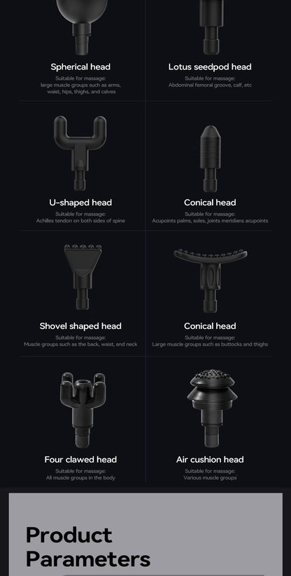 Lenovo Powerful Wireless Massager Gun 8 Massage HeadsRechargeable Shoulder Back Neck Waist Leg Electric Fascia Gun